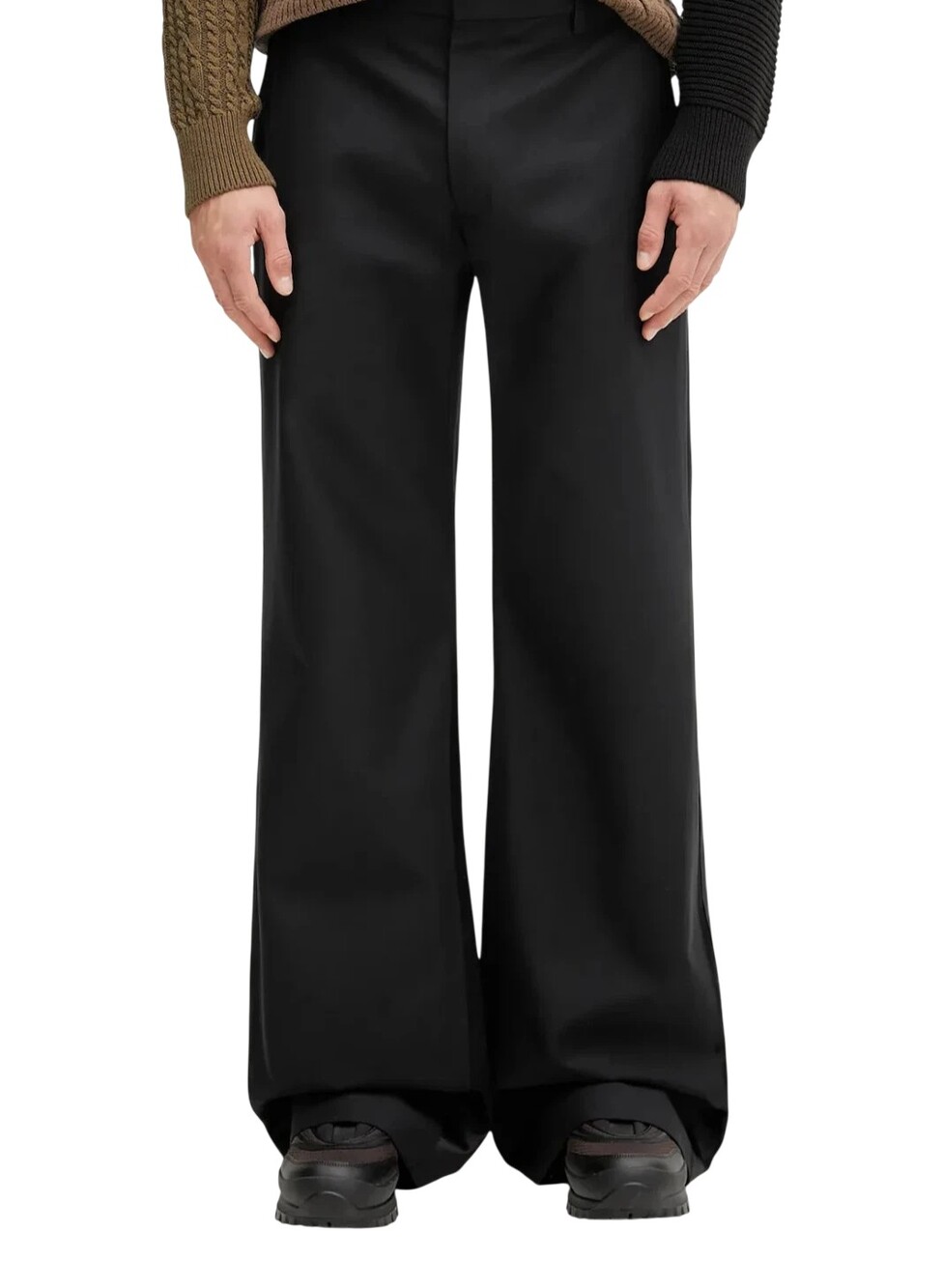 MM6 Maison Margiela Pants Mens IT 50 Black Wide Leg Satin Insert Trouser Italy